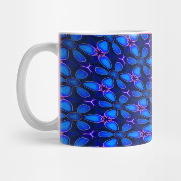 Deep Blue Flower Pattern by PatternFlower